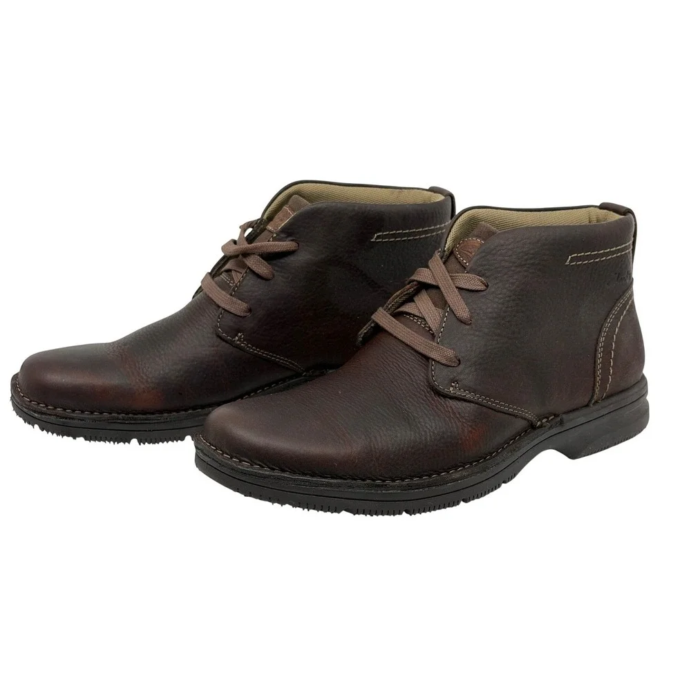 Clarks Senner Ave Mens Dark Brown Leather Chukka Boots Lace Up Ankle Shoes 9.5 M